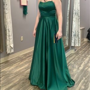 Emerald green long homecoming dress